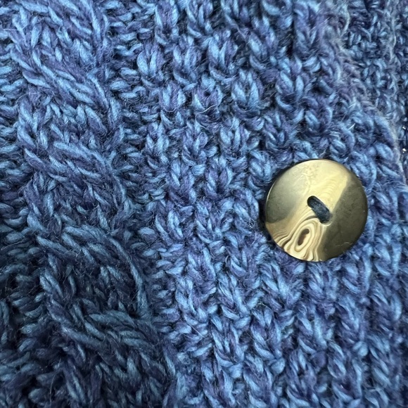 Aran Crafts Ireland Womens Blue 100% Merino Wool Chunky Knit Cardigan Size S - Picture 8 of 8
